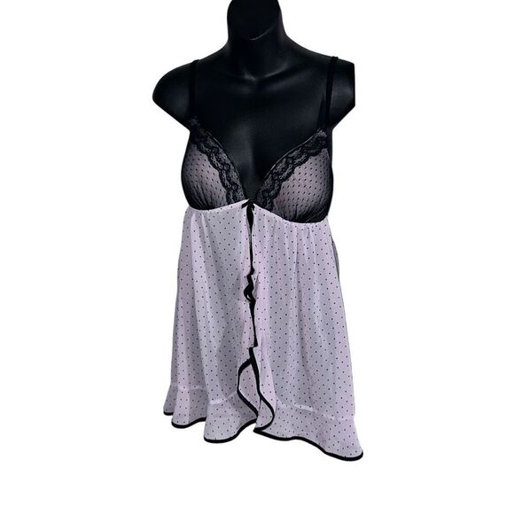 Beautiful Ambrielle Chemise Sexy Lingerie Nightie Sheer Polka Dot  Slip Lace BAB - Picture 1 of 7